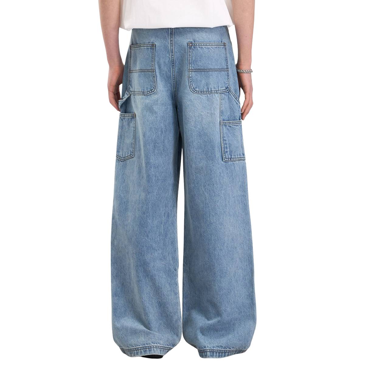 Zipped Panelled Streetwear Baggy Straight-Leg Jeans