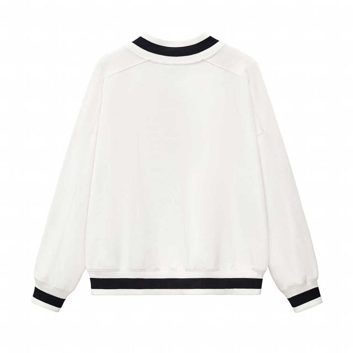 Contrast Trim V-Neck Pullover Sweatshirt