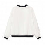 Contrast Trim V-Neck Pullover Sweatshirt