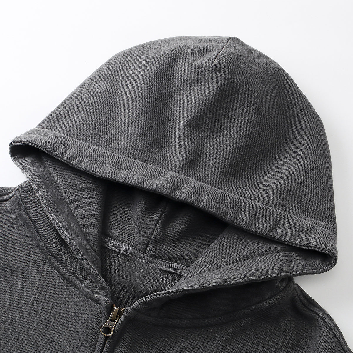 Distressed Vintage Wash Zip Up Hoodie