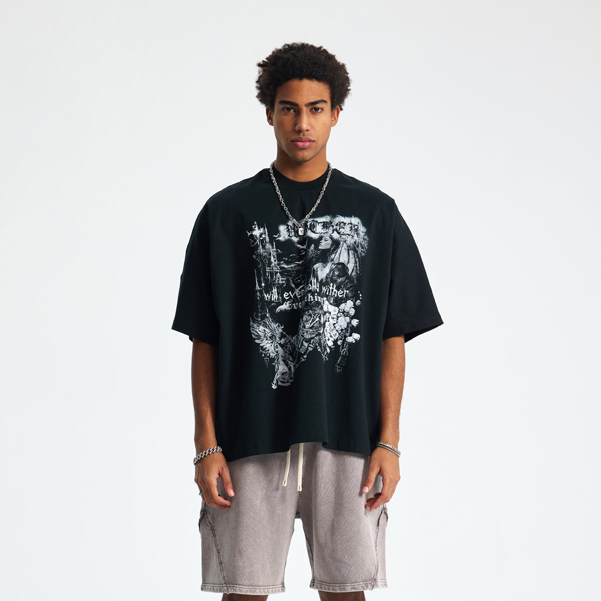 Seamless Print Oversized Boxy Cotton Tee