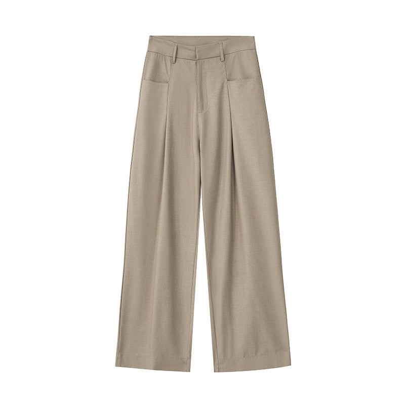 Wide Leg Single Pleat Trousers