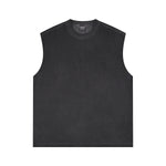 Camiseta sin mangas con borde sin rematar y costura trasera de 7.5 oz