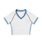 Contrast V-Neck Slim Fit Cropped Y2K Tee