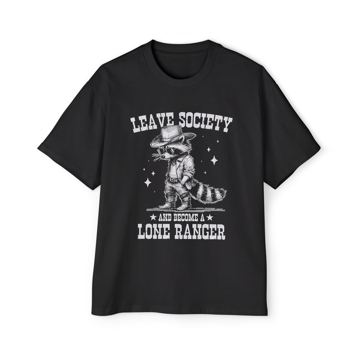 Cowboy Racoon Leave Society Graphic Tee-INNBLAC Fashion Apparel