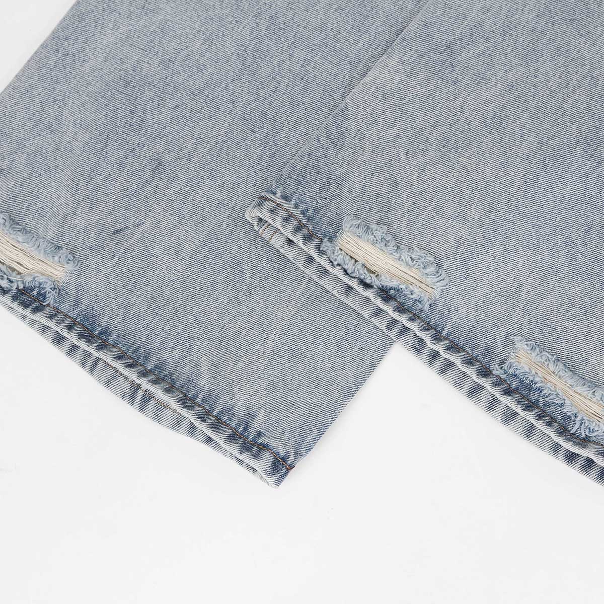 Light Blue Distressed Ripped Straight Jeans