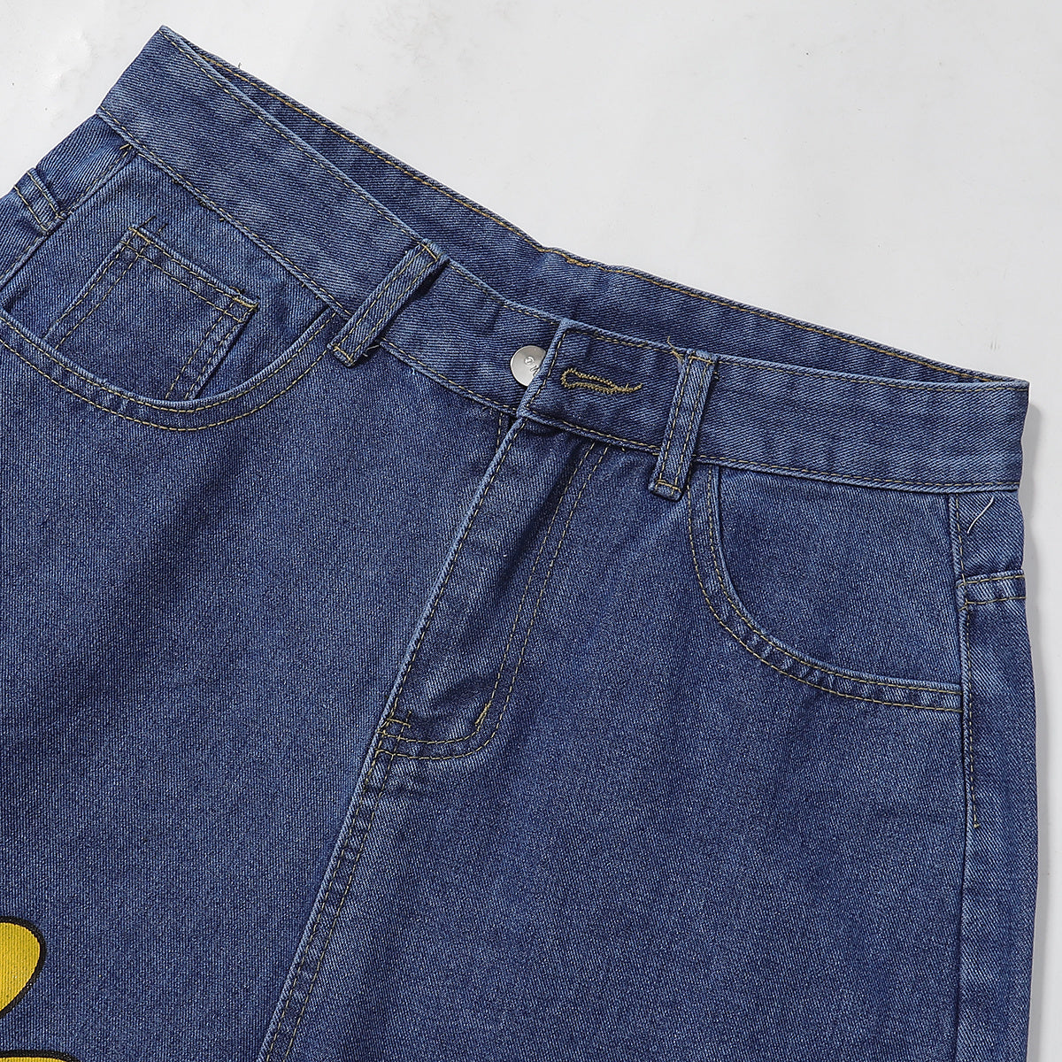 Cartoon Flower Print Denim Summer Streetwear Shorts