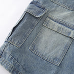 Multi-Pocket Cargo Denim Bermuda Shorts