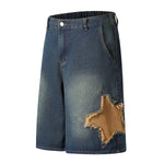 Elastic Waist Star Applique Bermuda Shorts