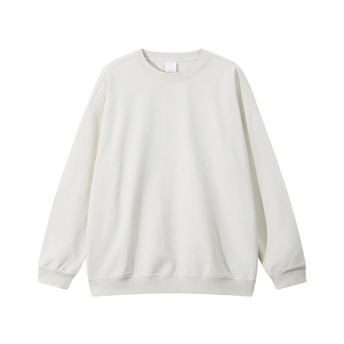 Heavyweight Solid Distressed Crew Neck Sweatshirt