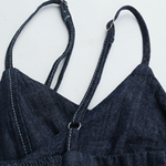 Dark Blue Denim Spaghetti Strap Midi Dress