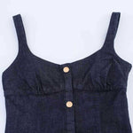 Falda vaquera con bordado de perlas y lavado vintage