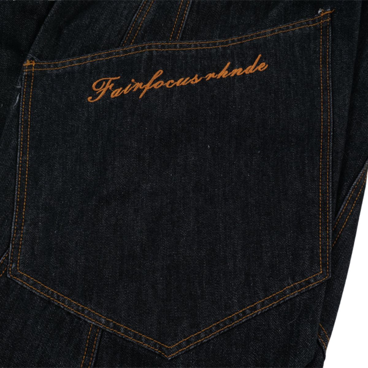 Men's Curved Crescent Denim Pants â€?Loose Wide-Leg Street Style