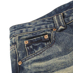 Vintage Washed Whiskering Relaxed Straight Leg Denim Jeans