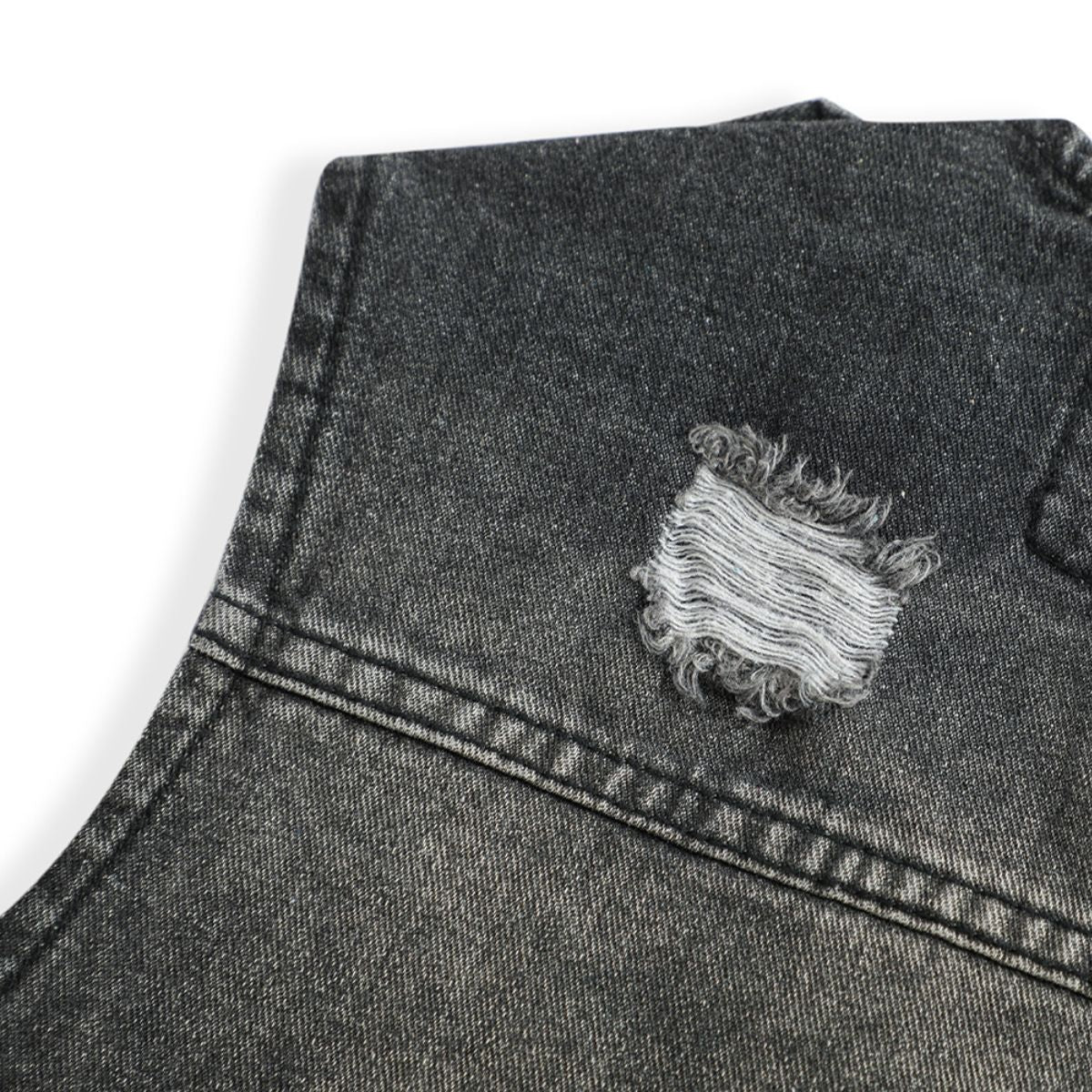 Vintage Wash Denim Ripped Vest