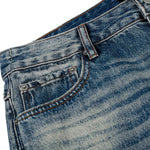 Men's Washed Vintage Loose Straight-Leg Denim Jeans with Distressed Details