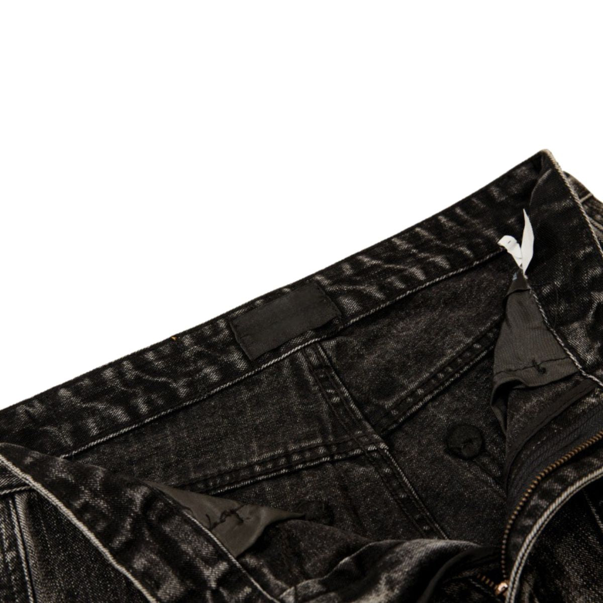 Men's Distressed Washed Denim Wide Leg Pants Punk Paint Splatter