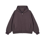 Solid Color Double-Slider Zipper Fleece Hoodie