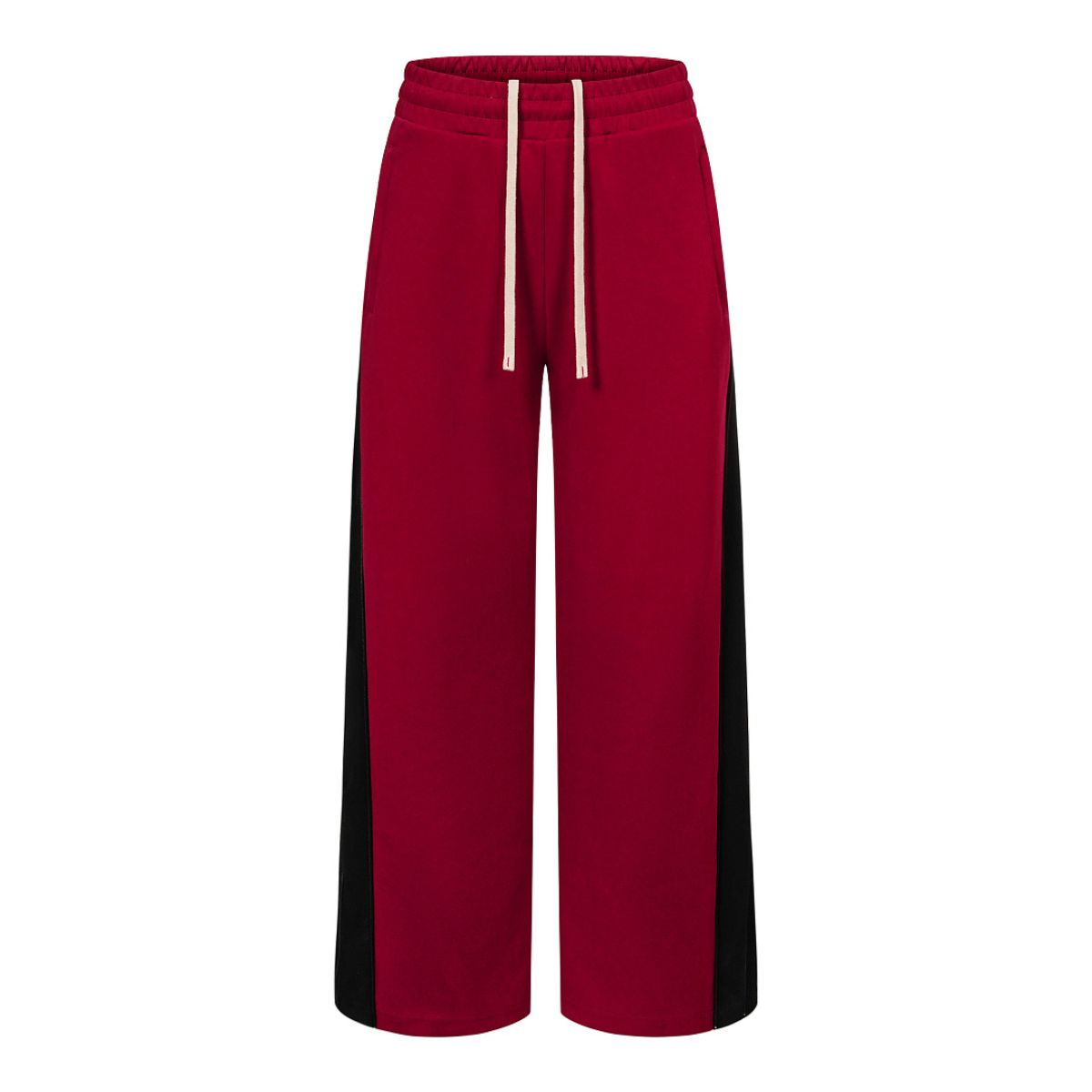 Contrast Side Spliced Zipper Draping Wide‑Leg Athletic Pants