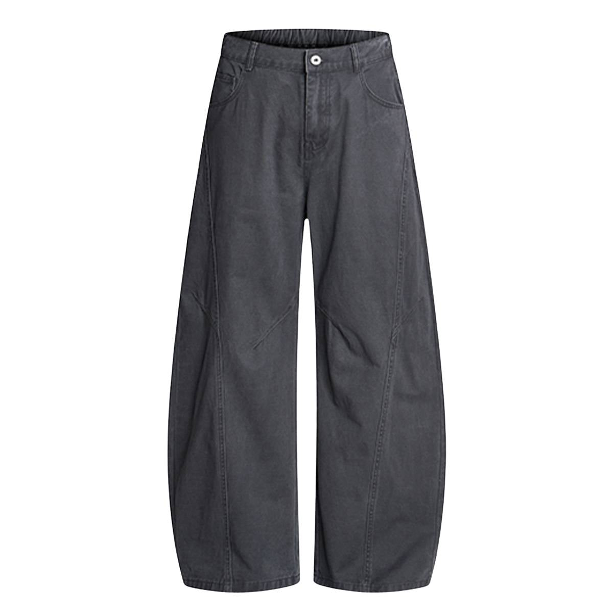 Pantalones de algodón con pierna ancha y color liso