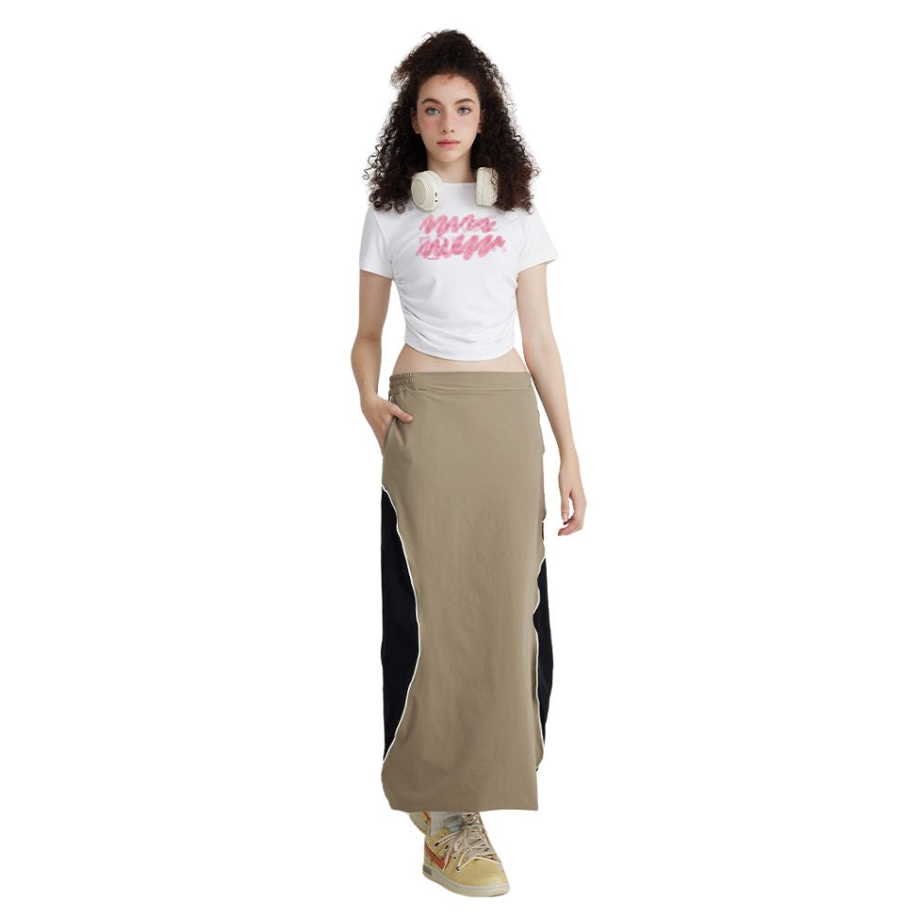 Pleated Waist Graphic Crop Top-INNBLAC Fashion Apparel