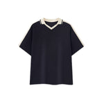 Vintage Waffle Colorblock Boxy Fit Heavyweight Polo T-Shirt
