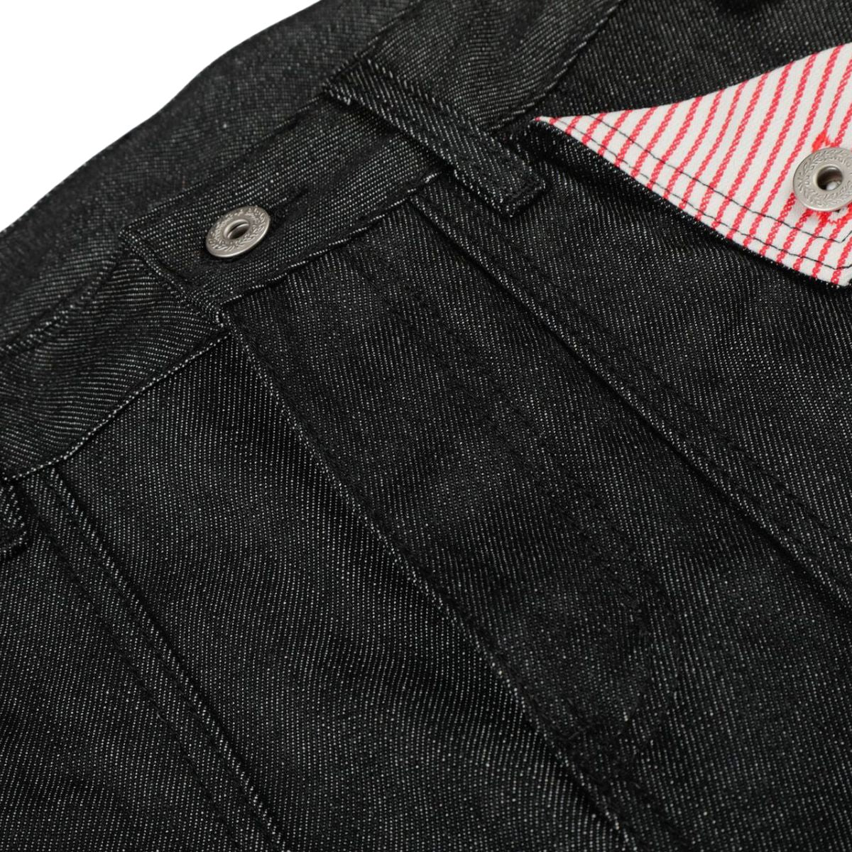 Raw Black Wide Leg Jeans with Utility Flap Pocket Detail