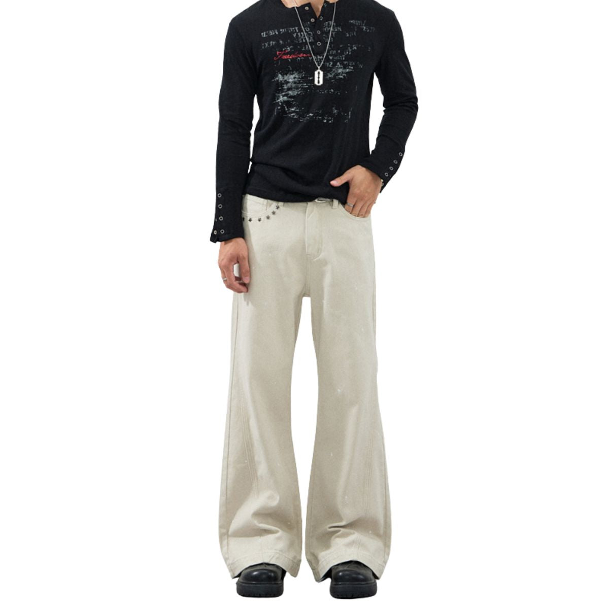 Star Studded Splash Ink Flare Pants