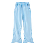Vintage Washed Ruched Flared Casual Pants