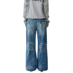 3D Washed Wide Leg Jeans