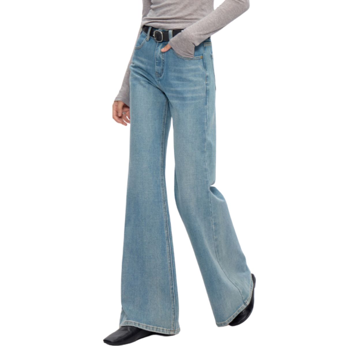 Risen Women's High-Rise Baggy Flare Jeans