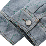 Zipper Design Chinese Ethnic Pattern Patchwork Denim Jacket