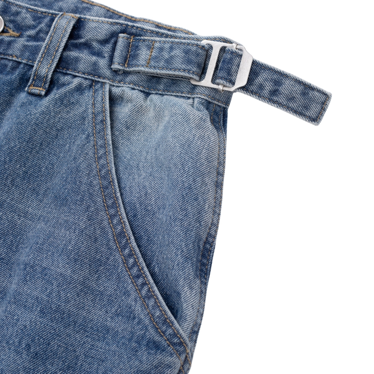 Pleated Vintage Wash Denim Baggy Jeans