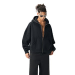 Full Zip-Up Boxy Fit Fleece Hoodie