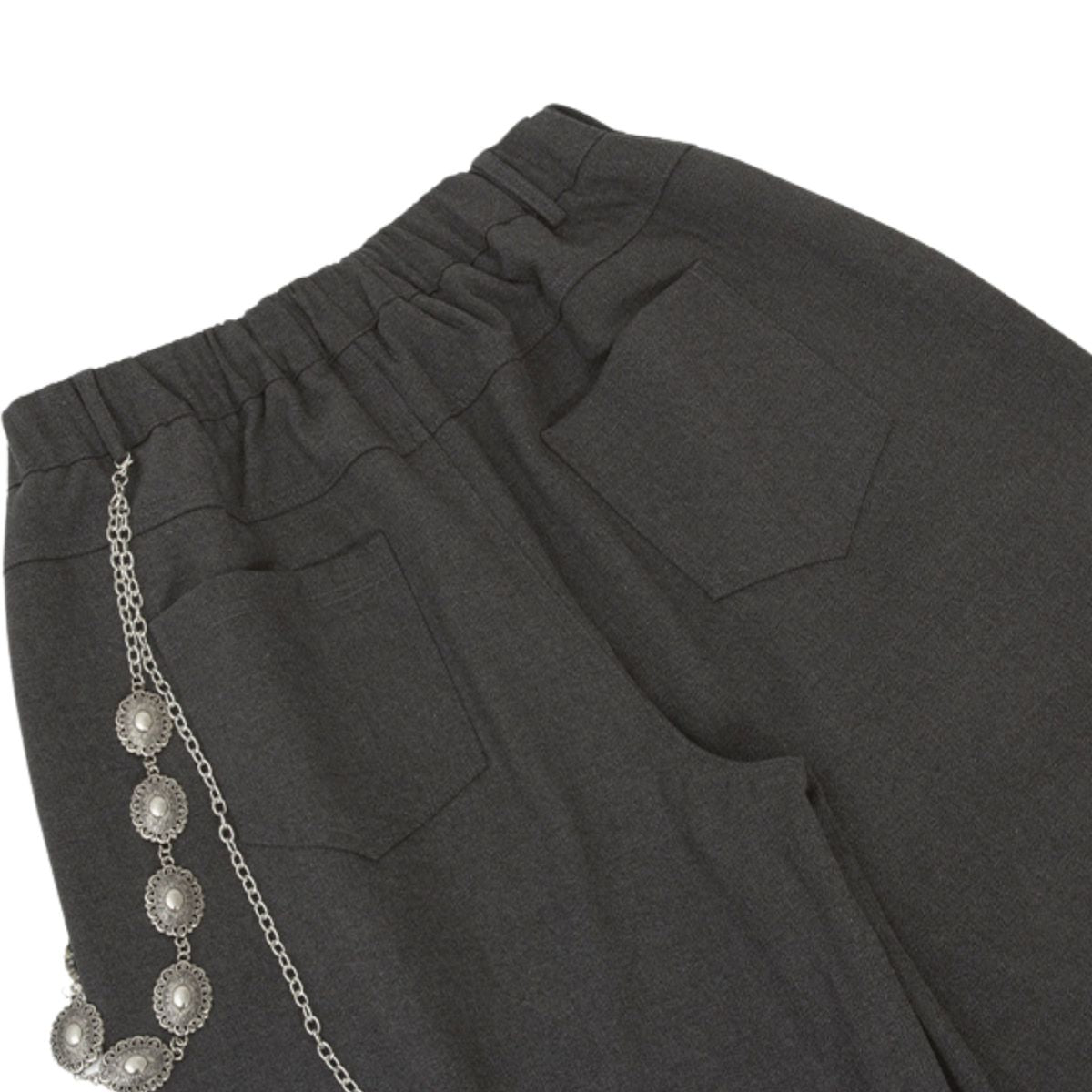 Basic Striped Metal Hook Relaxed Ins Trousers