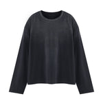 Spray Wash Cotton Relaxed Fit Long Sleeve Tee