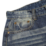 Washed Whiskering Wide Leg Vintage Denim Jeans
