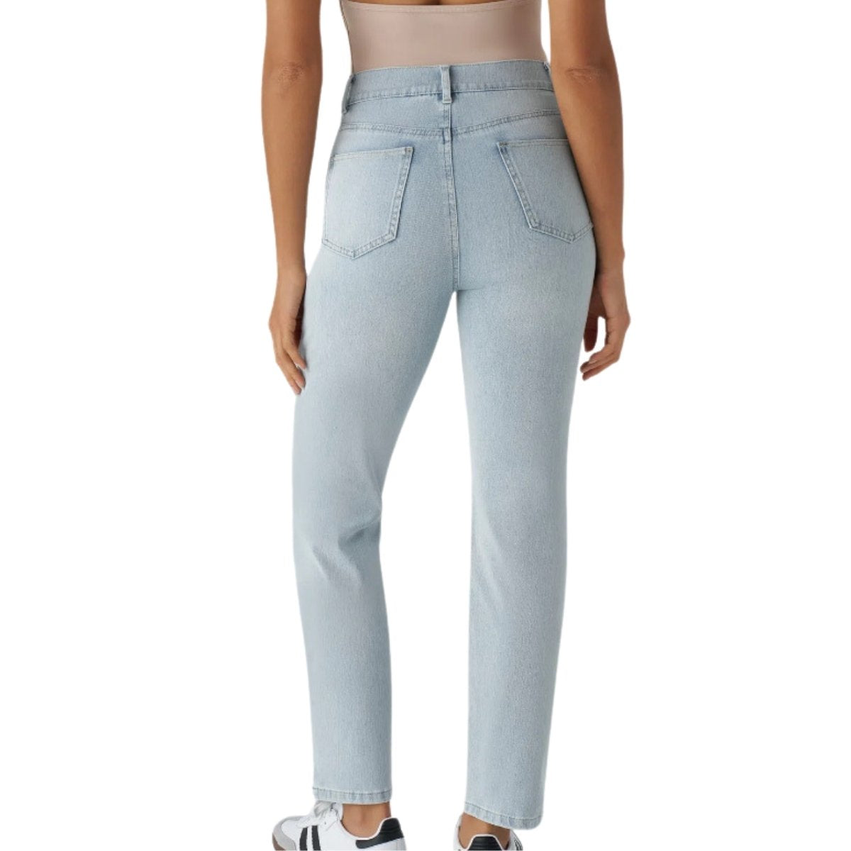 High Waisted Pull-On Straight Leg Jeans