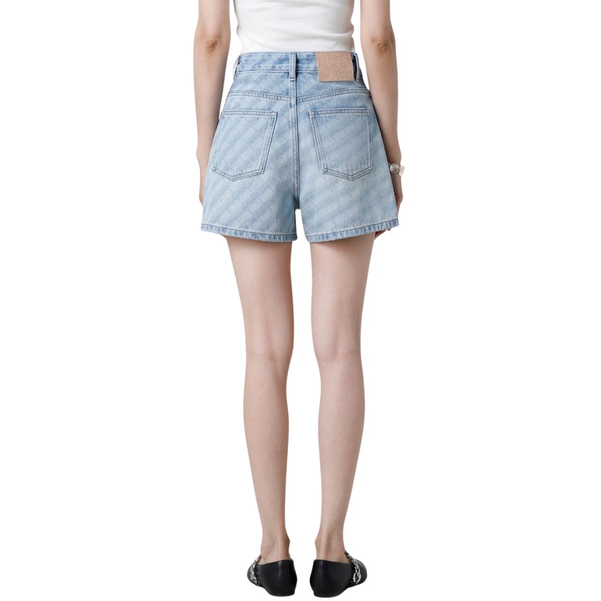 Faded Check Vintage Washed Denim Shorts