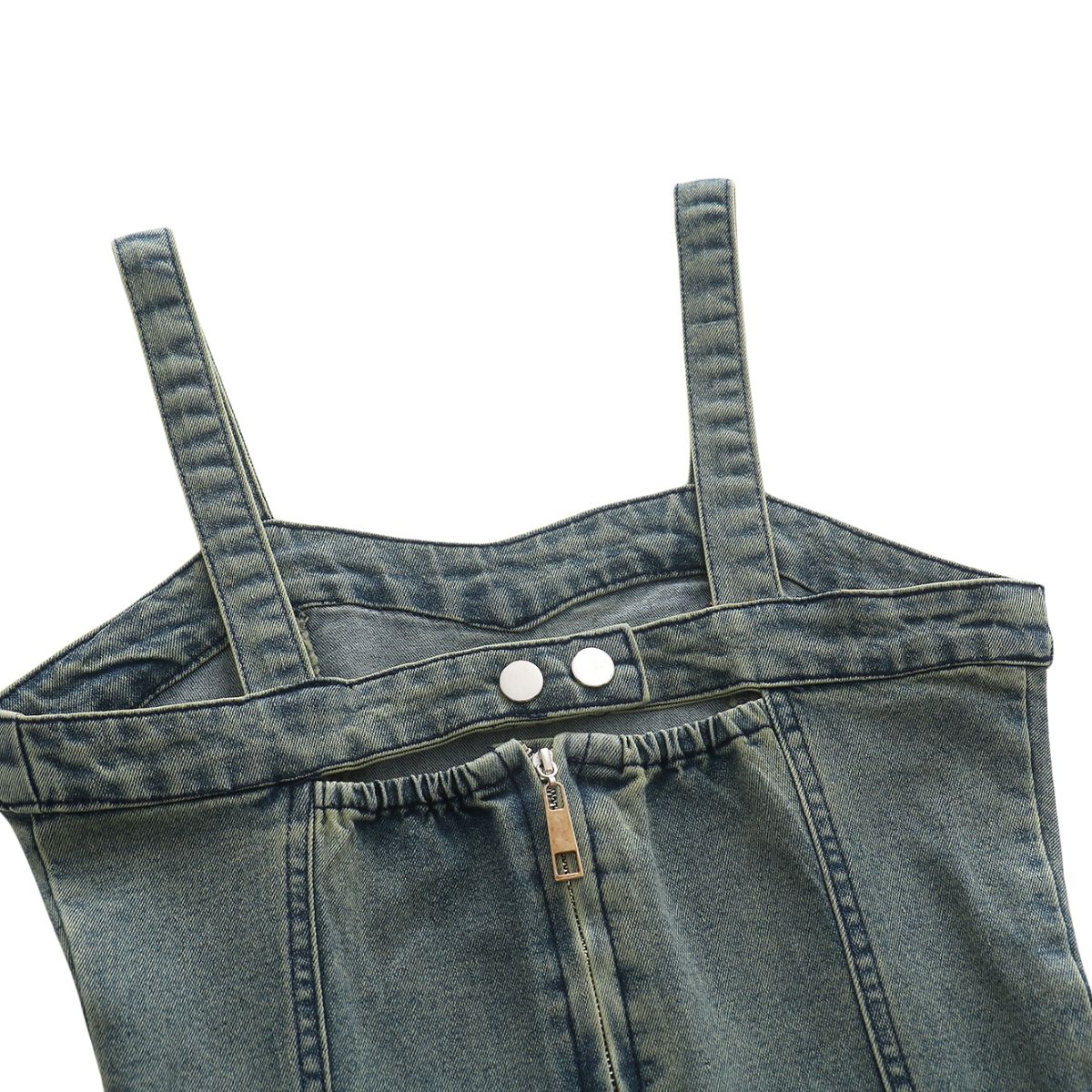 Vintage Wash Strappy Denim Maxi Dress