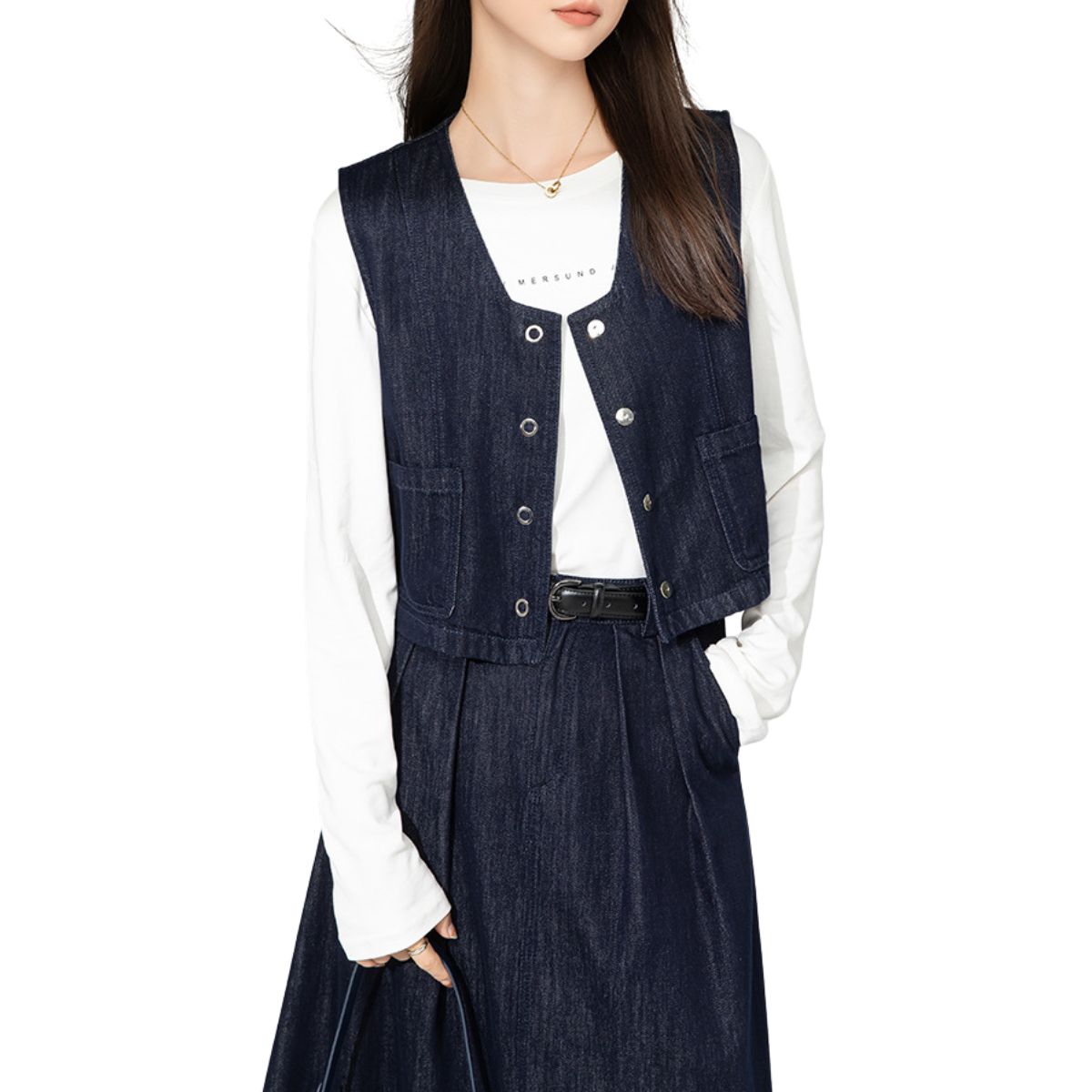 Women's Boxy Cropped Denim Vest