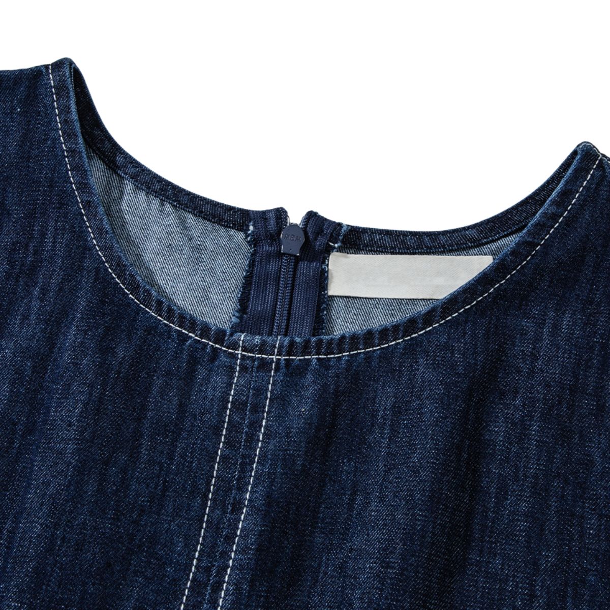 Denim Sleeveless Belted Midi Dress