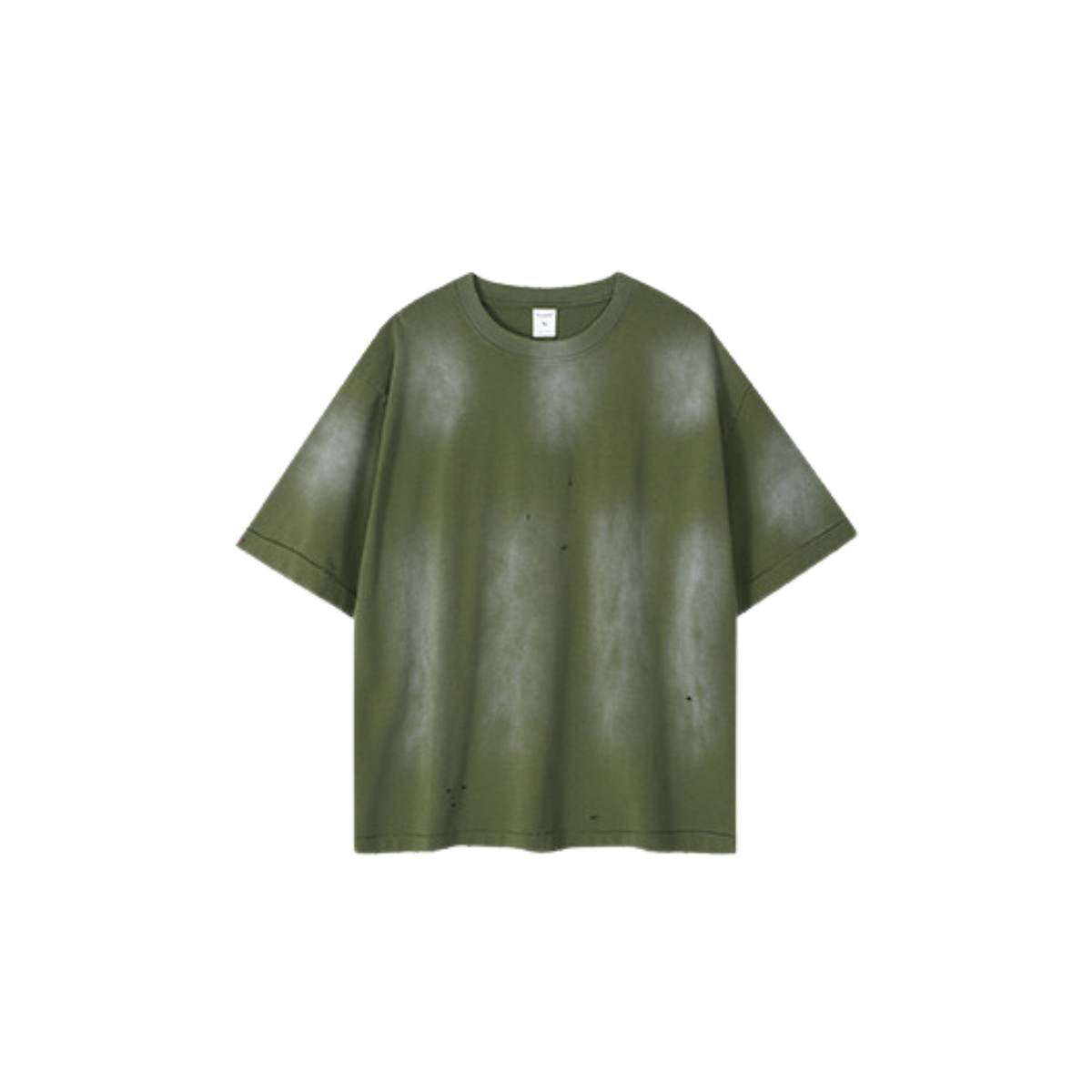 Camiseta destructiva de peso pesado con borde crudo de 10 oz
