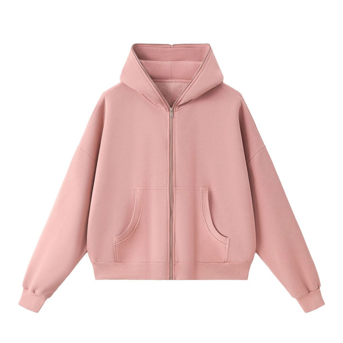 Vintage Washed Boxy Full Zip Hoodie Jacket