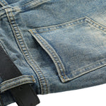 Falda vaquera con bordado de perlas y lavado vintage