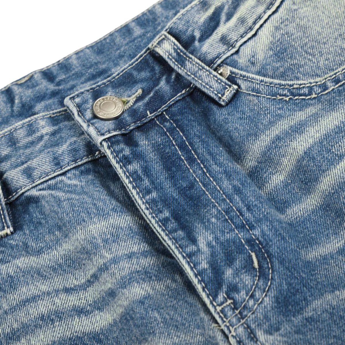 Vintage Washed Whiskered Wide Leg Jeans