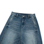 Vintage Blue Wide‑Leg Jeans With Side Pleat Details