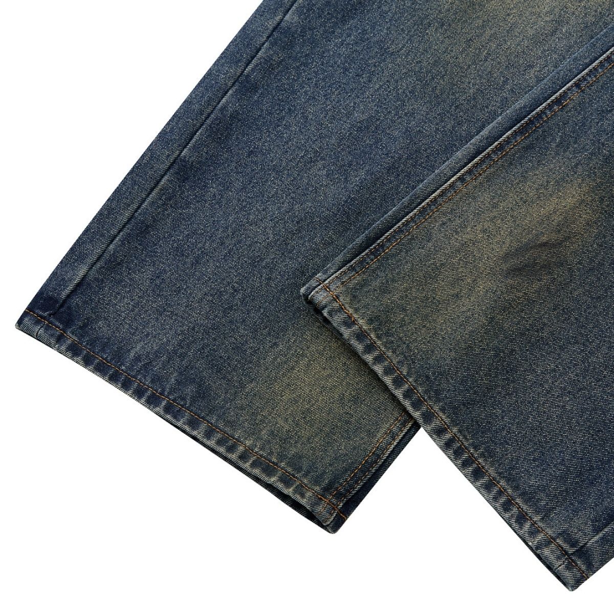 Vintage Washed Dirty Yellow Mud Wide Leg Jeans