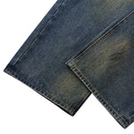 Vintage Washed Dirty Yellow Mud Wide Leg Jeans