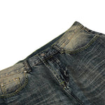 Vintage Heavy-Wash Ripped Deconstructed Baggy Wide-Leg Jeans
